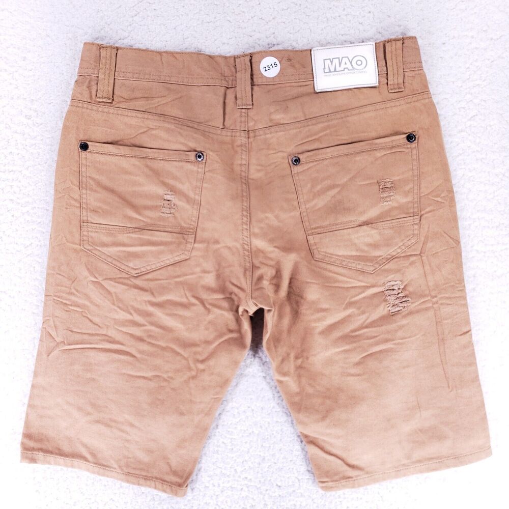 Mao Jean Shorts Denim Cotton Mens SZ 32 Tan Straight VTG Baggy 90s Hip Hop Y2K